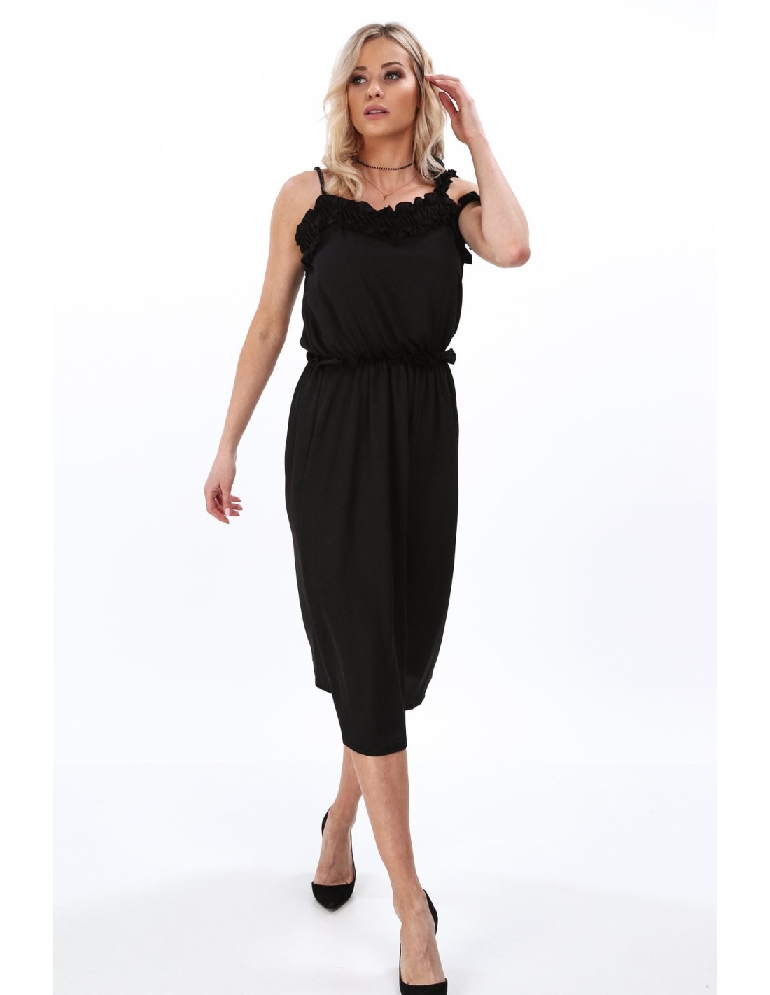 Rochie neagra cu bretele de zi cu zi MP60354 - Magazin online - Boutique